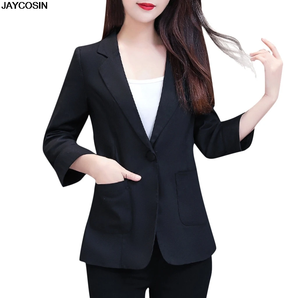 JAYCOSIN, осенний костюм, блейзеры для женщин, для офиса, для девушек, Повседневный, в клетку, Блейзер, куртки, женские, элегантные, с зубцами, деловой Блейзер, хит 9805