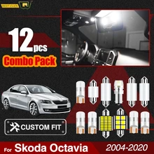 Xukey 12 шт. Интерьер свет светодиодный пакет комплект для Skoda Octavia 1Z 5E 2004- купол дверь багажника карго ног пакетные лампы CANBUS