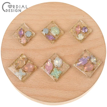 

Cordial Design 50Pcs Jewelry Accessories/Rhinestone In Resin Bead/Hand Made/Square Shape/DIY Making/Earring Findings & Component