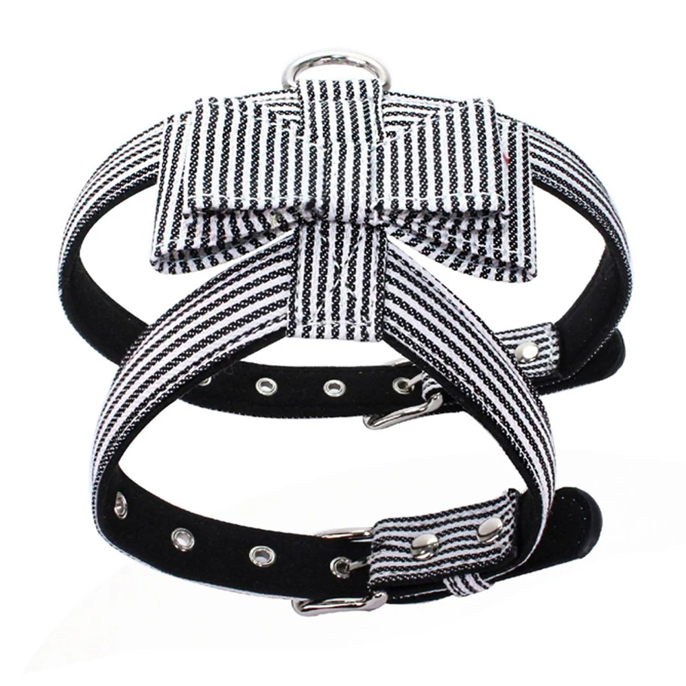 

Striped Pattern Dog Vest Harness Check Pattern Puppy Collar Cat Leash Quick Release Doggie Microfiber Lead