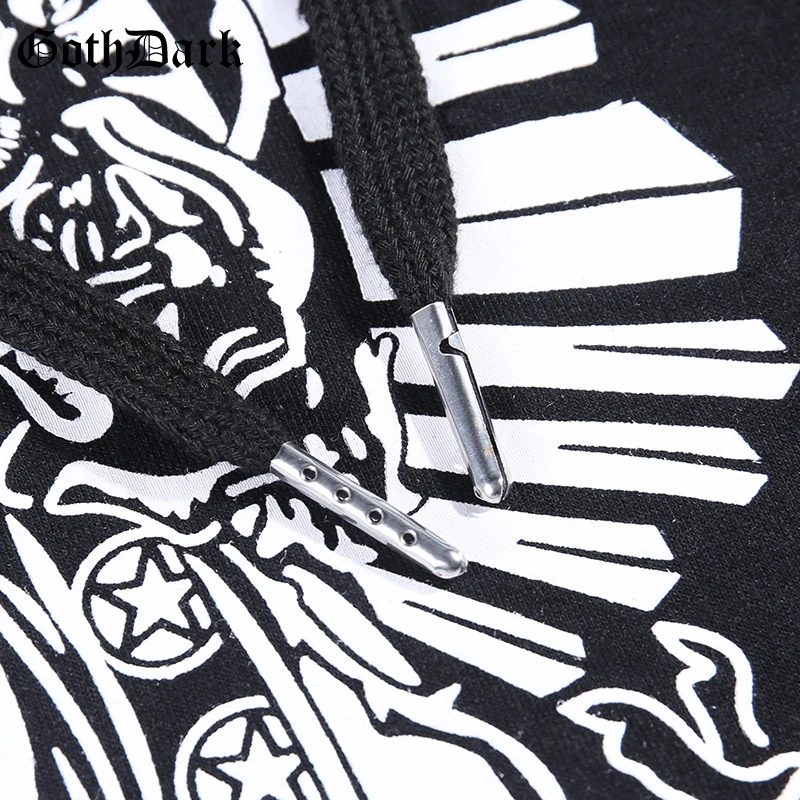 Готический темно-черный принт эстетический гранж Готический женский свитер Harajuku свободный осень кофты ведьмы для женщин панк Мода