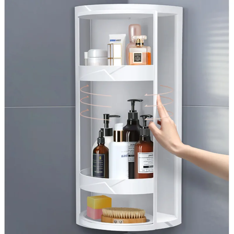 

60CM Household Bathroom Rack Rotating Suction Wall Type Bathroom Sink Waterproof Cosmetic Storage Rack Debris Storage Holder