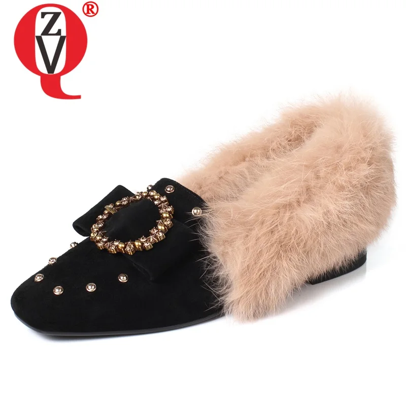 

ZVQ spring winter new fashion women flats outside comfortable square toe metal decoration women shoes drop shipping size 33-40