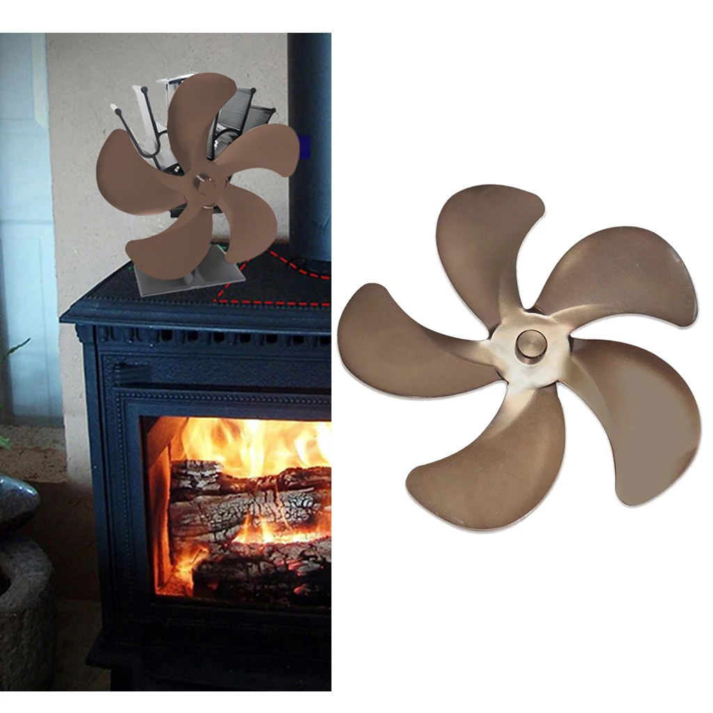 Fireplace Fan Replacement 5 Blades Aluminum Alloy Low Noise Blade
