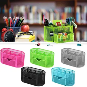 

Pencil Pen Holder Office Desk Supplies Organizer Desktop Metal Storage Mesh Empty Container Round Stationery Holder Case Box