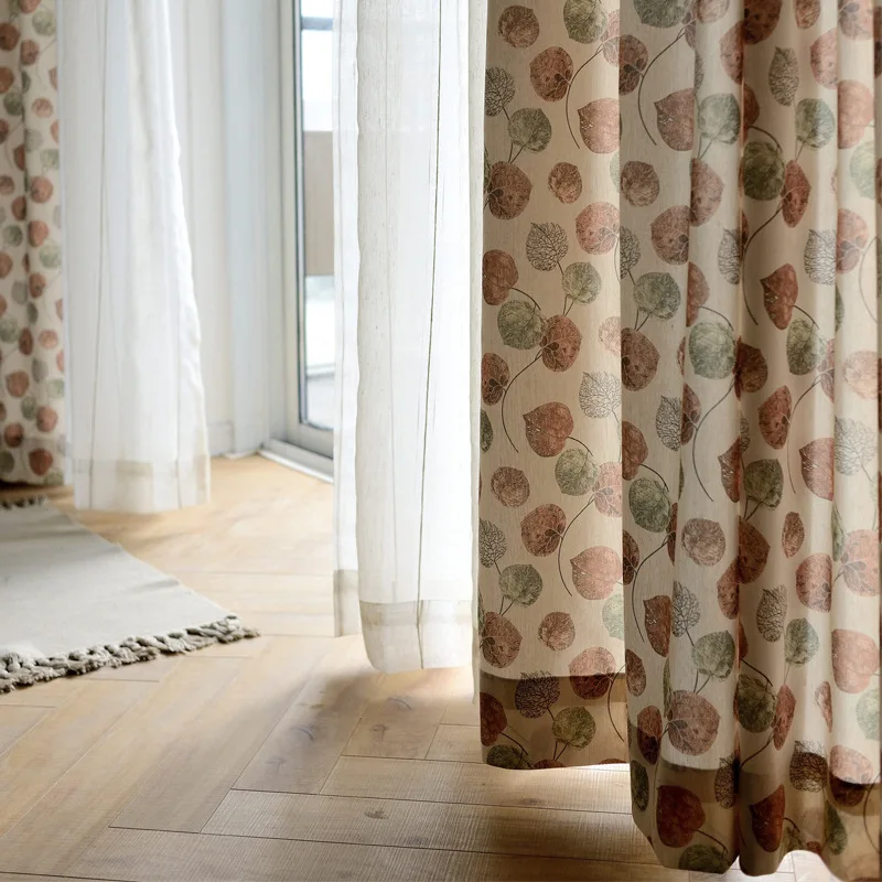 

[Strong Spring] Manufacturers Direct Selling Curtain Modern Minimalist Pastoral Style American-Style Curtain Polyester Cotton Pr
