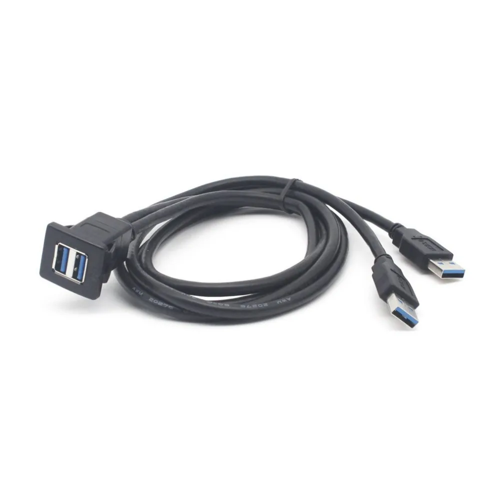 1 м гнездо USB кабель для передачи данных 3,0 Авто заподлицо мужчина к гнездовому разъёму провод-удлинитель приборной панели Панель квадратный аудио линия для мотоцикла