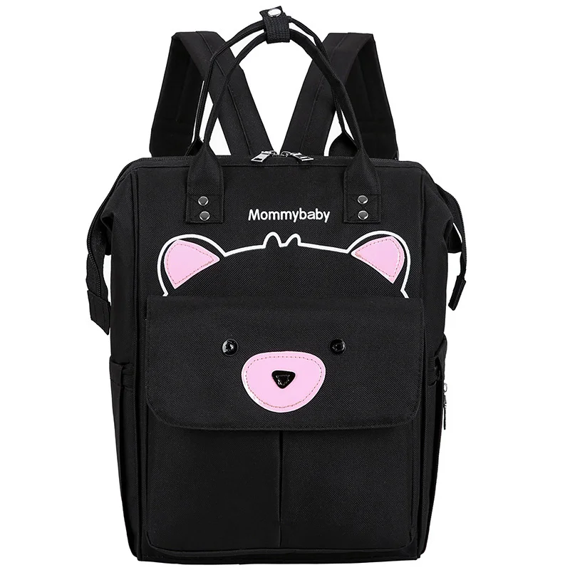 Black bear Мумия рюкзак на молнии большой емкости дорожный подгузник для беременных Сумка Многофункциональная Младенческая Сумка для прогулки с ребенком для уход за новорожденным CL5694 - Цвет: Black bear