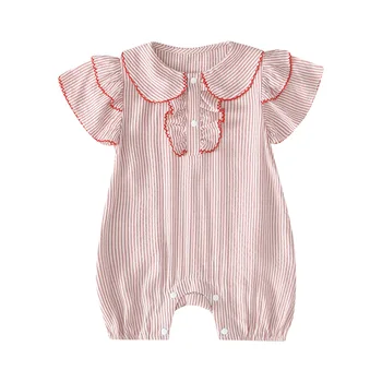 

2020 Children Summer Clothing Infant Baby Girl Kid Romper Birthday Fly Sleeve Jumpsuit Floral Romper Outfit Baby Clothes