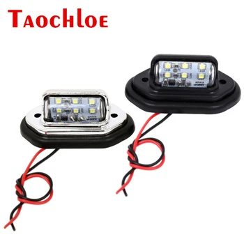 

2Pcs 12V 24V 6 LED License Plate Lights For Car Trailer Truck Bus Rear License Lamp Tail License Lighting Light 10V - 30V