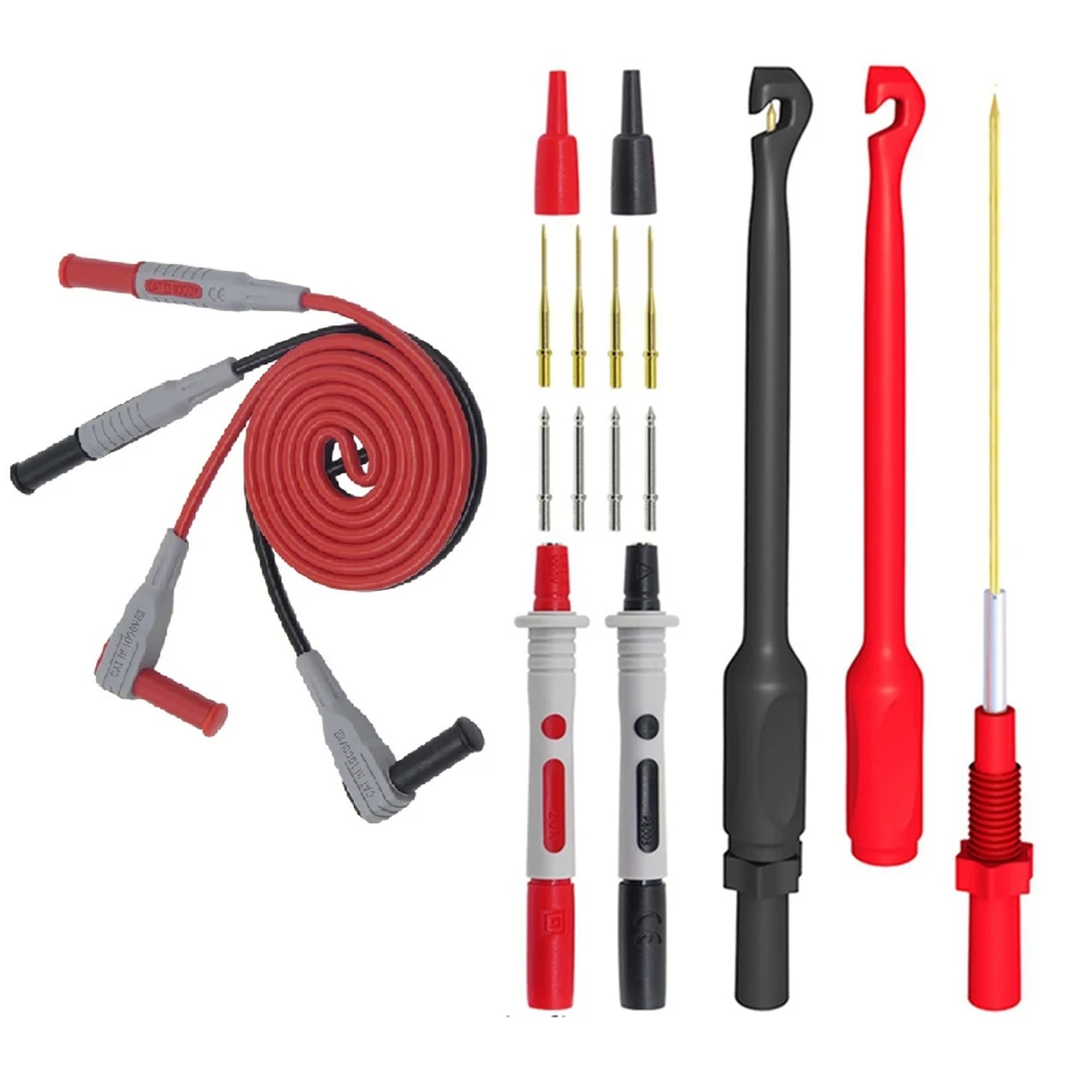 

Cleqee P1033B Multimeter Test Probes Leads Kit with Wire Piercing Puncture 4mm Banana Plug Test Leads Test Probes