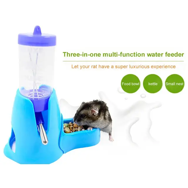 Hamster Drinker Feeder Automatic Kettle Three-in-one Feed Water Supplies Drinking Water Mini Bowl Pot Holder Water Bottle Small 1