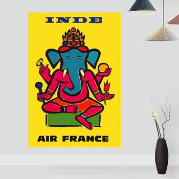 

Vintage Travel Nostalgia Air France Inde Poster Art Canvas Poster Living Room Home Wall Decor (No Frame)