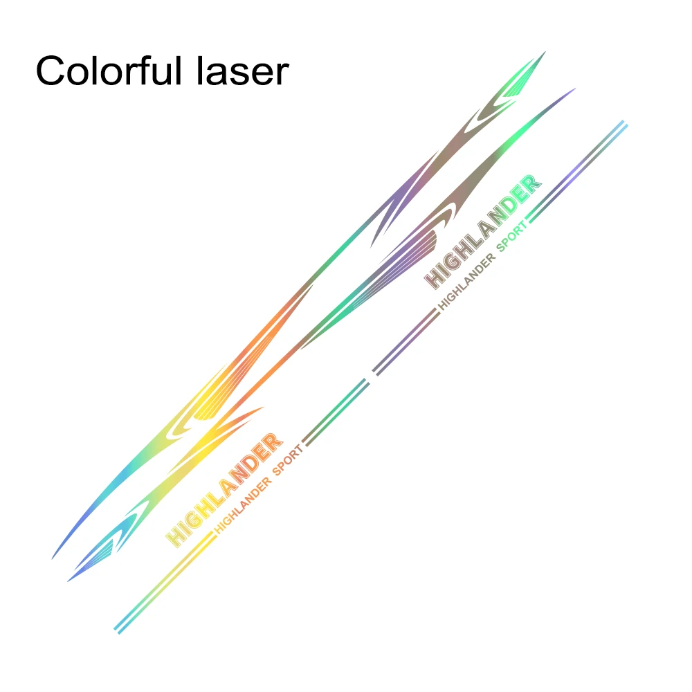 Для Toyota Highlander, наклейки для украшения боковой двери автомобиля, виниловые автомобильные наклейки в полоску, наклейки на юбку, наклейки на тело, графические аксессуары - Название цвета: Colorful Laser