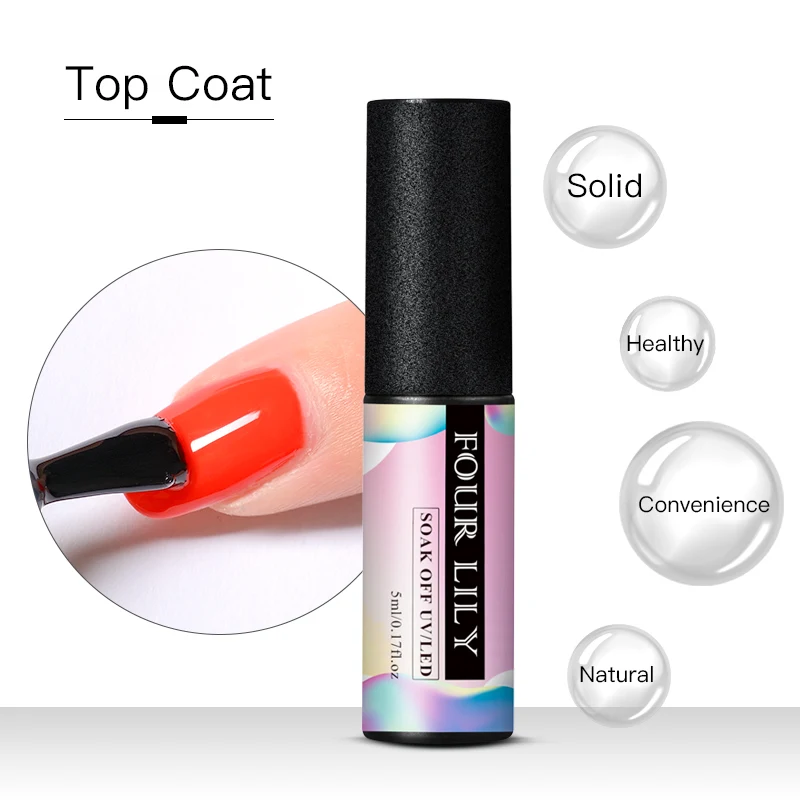 Верхнее покрытие с четырьмя лилилиями 5 мл кристально прозрачное оформление