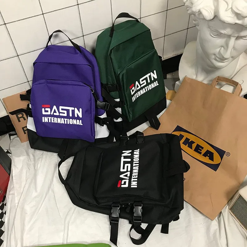 

Color letter canvas student bags artistic personality backpack