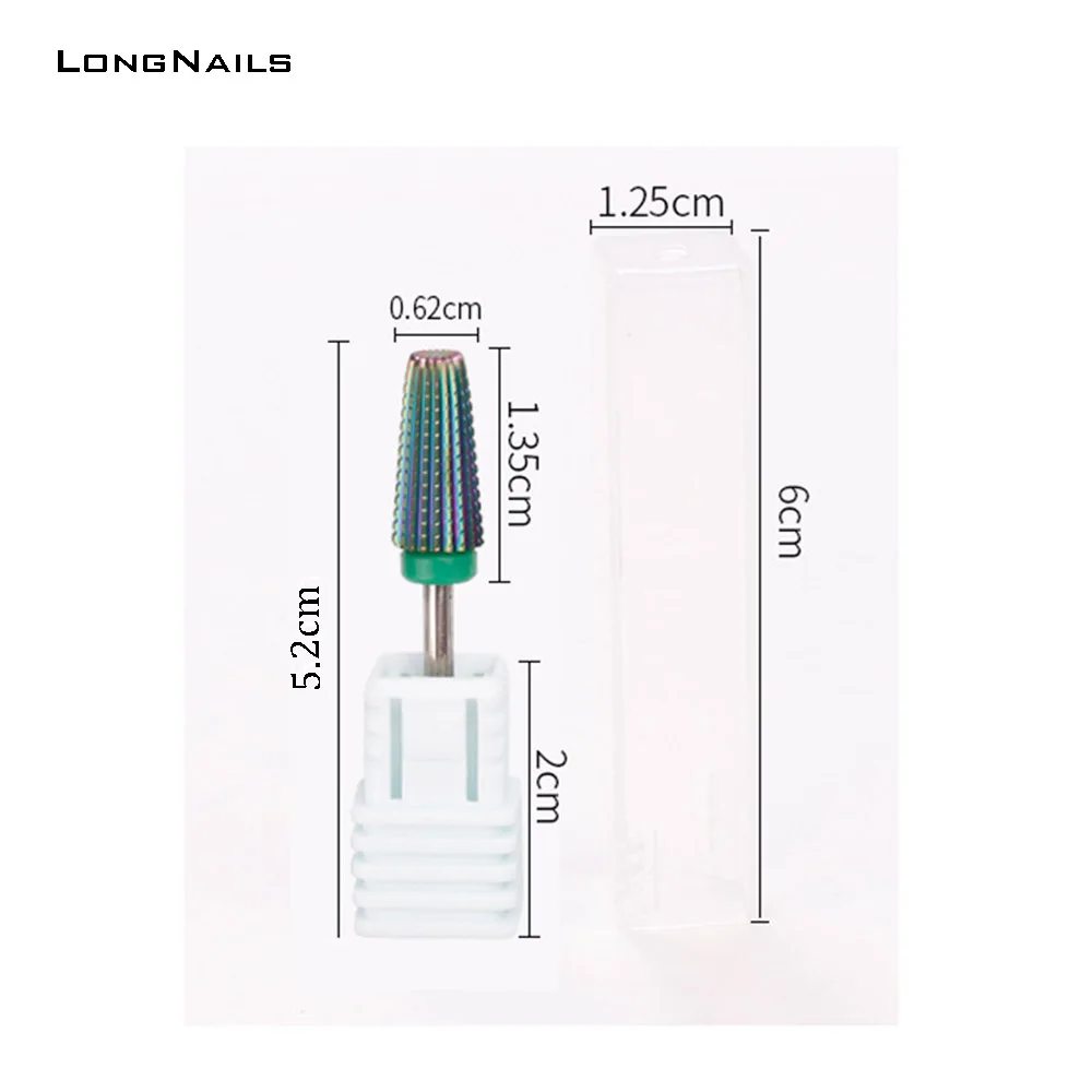 5in1 LongNails Tungsten Carbid Drill Bit 5.2* 0.62cm Right&Left Rotate Grind Remove Head Nail Salon Supply Drill Polish Bit 2/32
