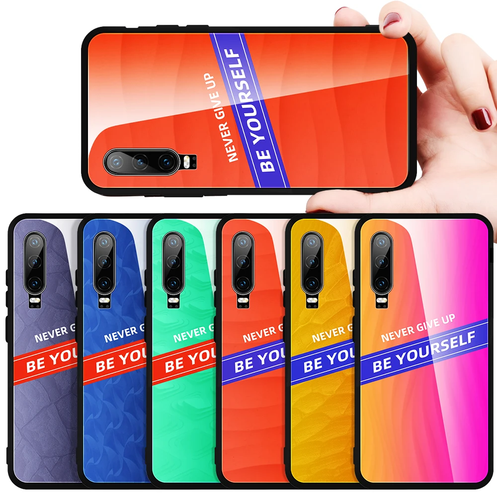 

Gradient Tempered Glass Case For Huawei P30 Lite P20 Pro Y9 Prime 2019 Colorful Cover For Honor 20 9X Pro 8X 10 Lite 10i Shell
