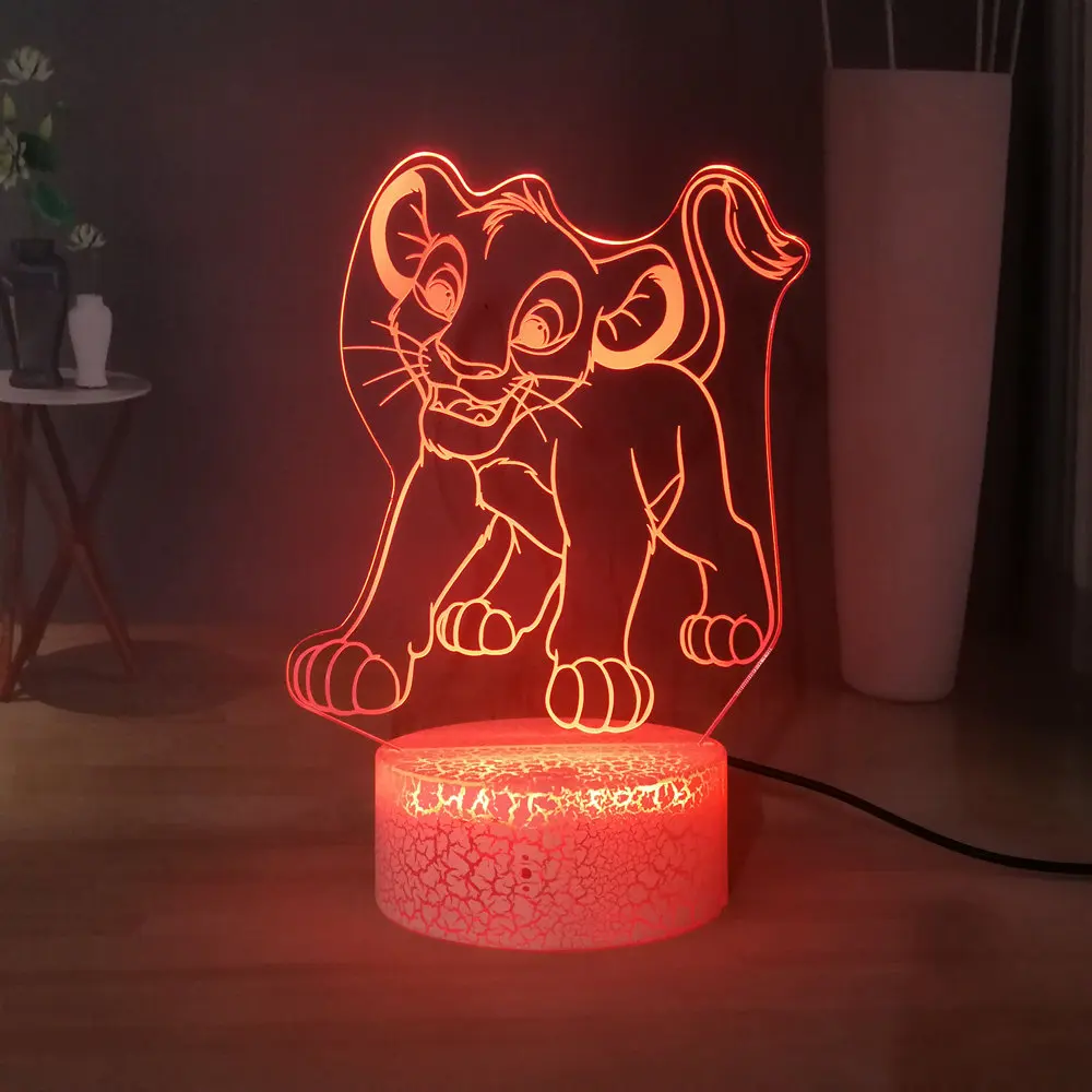 Simba светодиодный детский ночник мультфильм Король джунглей декор комнаты RGB многоцветный король льва светодиодный ночник для детей
