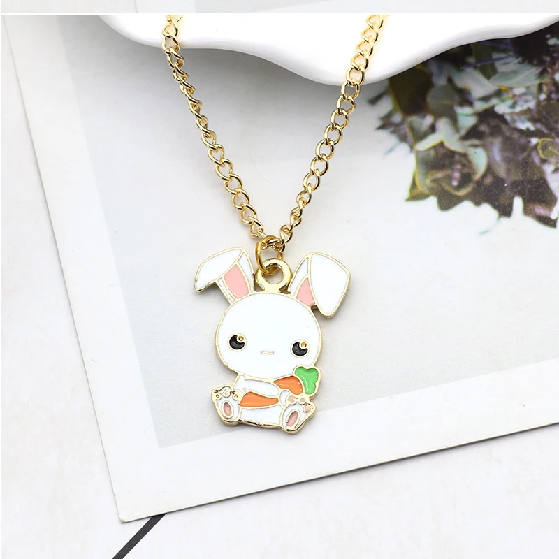 6PC Lovely Enamel Cartoon Rabbit Charm Pendant For DIY Earrings/Necklace Gift