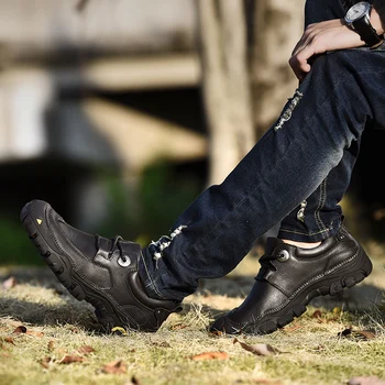 

Classic Mens genuine Leather Casual Shoes Lightweight Comfortable High Quality Men Shoes Handmade Outdoor Fashion Flat shoes