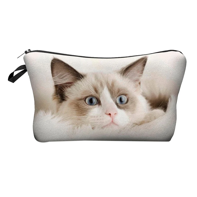

Cute pattern Pouch Travel Case Cosmetic Makeup Bag (Beige Cat)