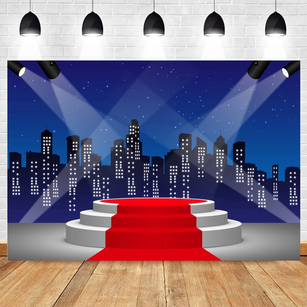 

Stage Light City Night Red Carpet Happy New Year Party Backdrop Photography Background For Photo Studio Photophone Photocall