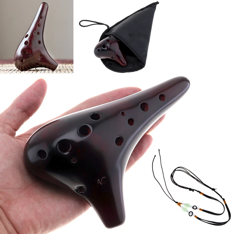 Tanie Profesjonalne 12 Hole Alto Tone C flet okaryna ceramiczne instrumenty muzyczne wędzone palić