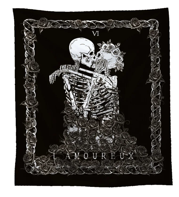 Настенное одеяло Jayi индийская мандала хиппи белый черный череп Таро