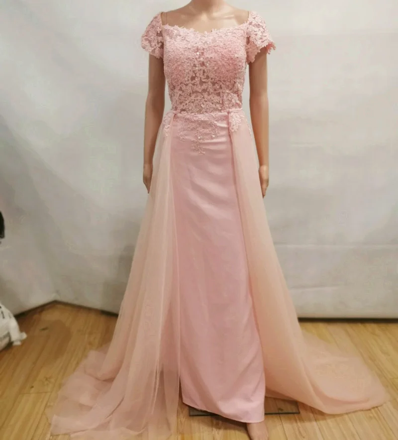 Vestido de, элегантное вечернее платье с вырезом лодочкой, шифоновое платье с кружевом, платье на год, свадебное платье, Vestido De Noiva