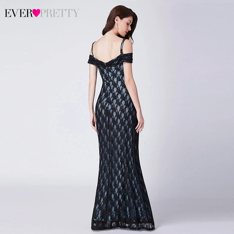 Элегантное кружевное выпускное платье Ever Pretty с открытыми плечами на бретельках черные маленькие вечерние платья со шлейфом Vestido Formatura