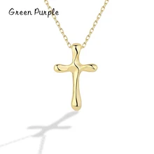 

Exquisite 18K Gold Cross Choker Necklace 100% 925 Sterling Silver Classic Shining Chain Necklaces Pendant For Women Jewelry