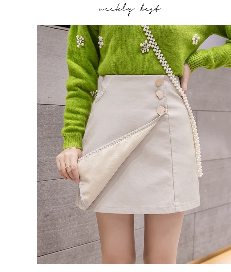 New arrival Women Ladies High Waist Pencil Skirts button lace patchwork sexy pu Leather split party casual Mini Skirt