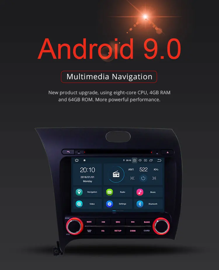 Flash Deal TOPBSNA Android 9.0 Car DVD Multimedia Player for Kia CERATO K3 FORTE 2013 2014 2015 2016 WIFI Car Radio Player GPS Navi auto FM 1