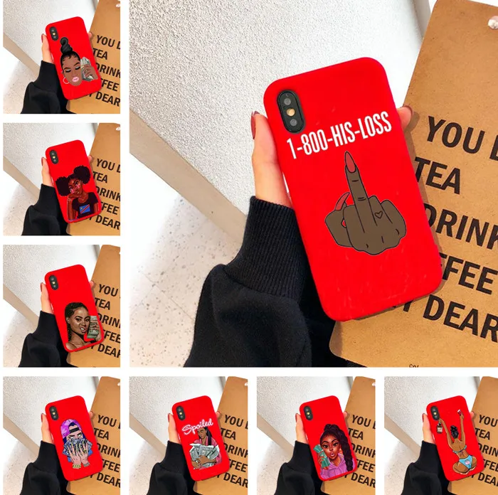 

MAKE MONEY Not Friends Kash Black head Girl Fundas phone case for iPhone X XR XS Max 8 7 6s Plus Matte Candy red Silicone Case