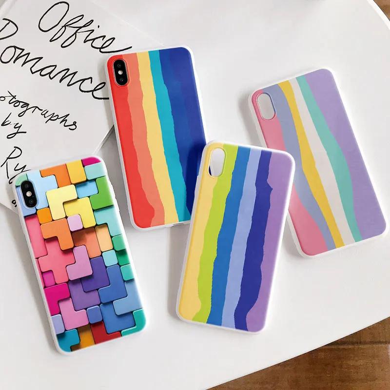 Милый Радужный чехол для Xiaomi Mi 11 Poco X3 NFC A3 A1 A2 9T 8 9 SE Note 10 10T Lite Redmi 9C 8T s 7 6 5 Pro из ТПУ |