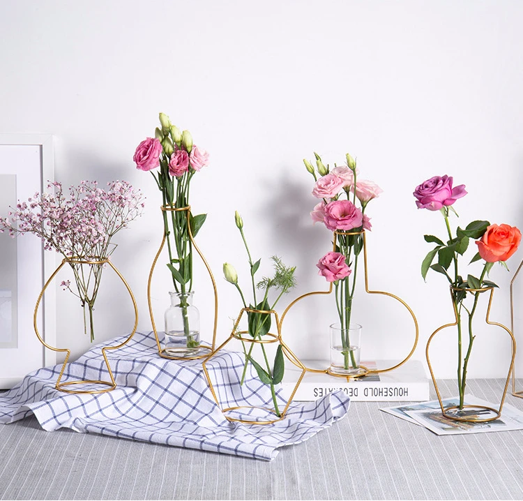 

Home Party Decoration Vase Abstract Black Lines Minimalist Abstract Iron Vase Dried Flower Vase Racks Nordic Flower Ornaments