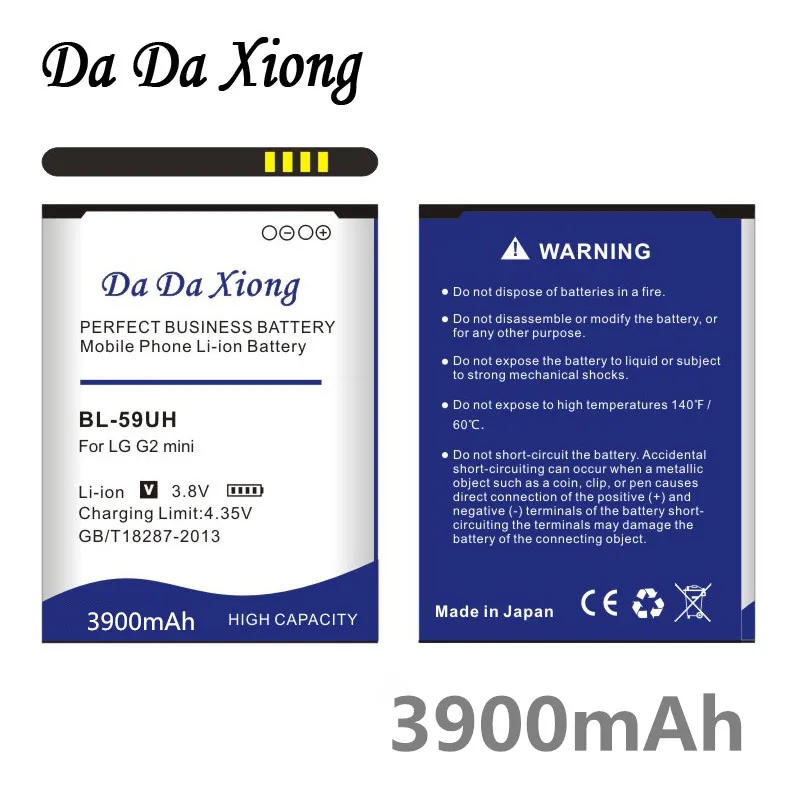 Аккумулятор Da Xiong 3900 мАч BL59UH BL 59UH для LG G2 mini D620 D620R D620K D618 D315 F70 D410 L65 D285|battery for lg g2|battery