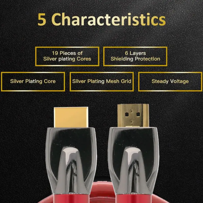 1 PC 0.5/1/1.8m High Speed Gold Woven Cable HdMI 2.1 8K 3D HdTV Cord for DVD Player