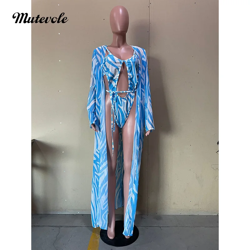 Mutevole Tie Dye Print Two Piece Swimsuit for Women Summer Beach Swimwear Sets Spaghetti Strap Bodysuit and Long Sleeve Kimono plus size loungewear sets