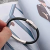 Fashion Korean Style Wristband Black Punk Rubber Silicone Stainless Steel Men Wumen Bracelets Bangles Pulseras Hombre Caucho ► Photo 2/6