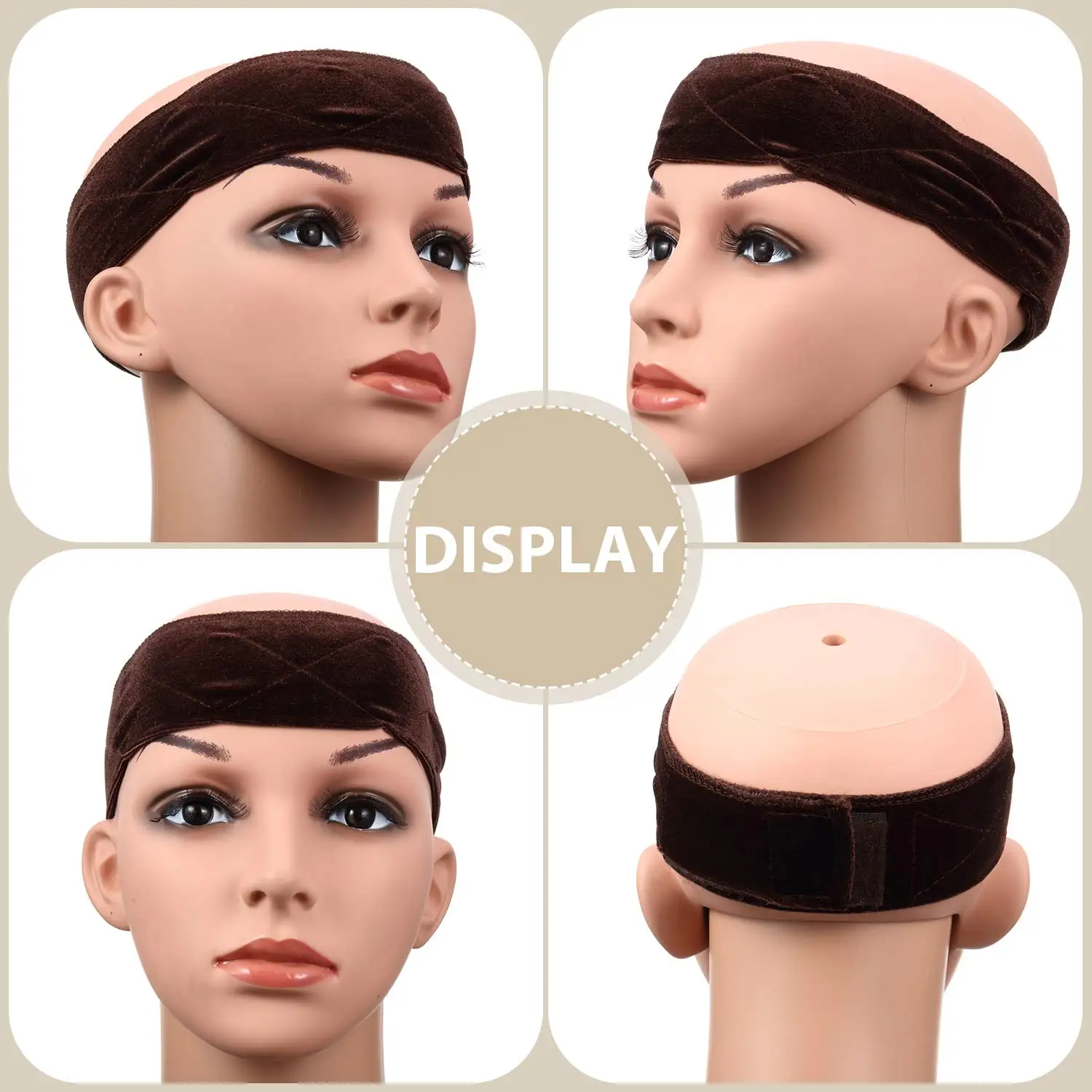 10pcs Wig Grip Velvet With Adjustable Velcro Flexible