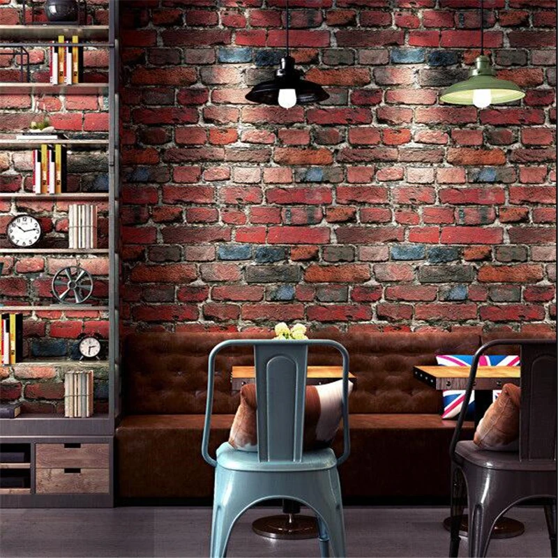Wellyu Ретро Ностальгический 3D имитация кирпича кирпич обои паб Ресторан культура камень красный кирпич обои
