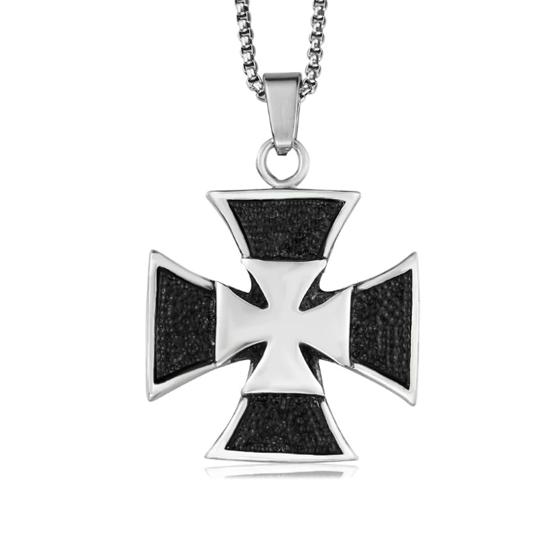 

New Retro Cross Shape Pendant Necklace Men's Neck Chain Fashion Metal Sliding Double Cross Pendant Accessories Gifts Jewelry