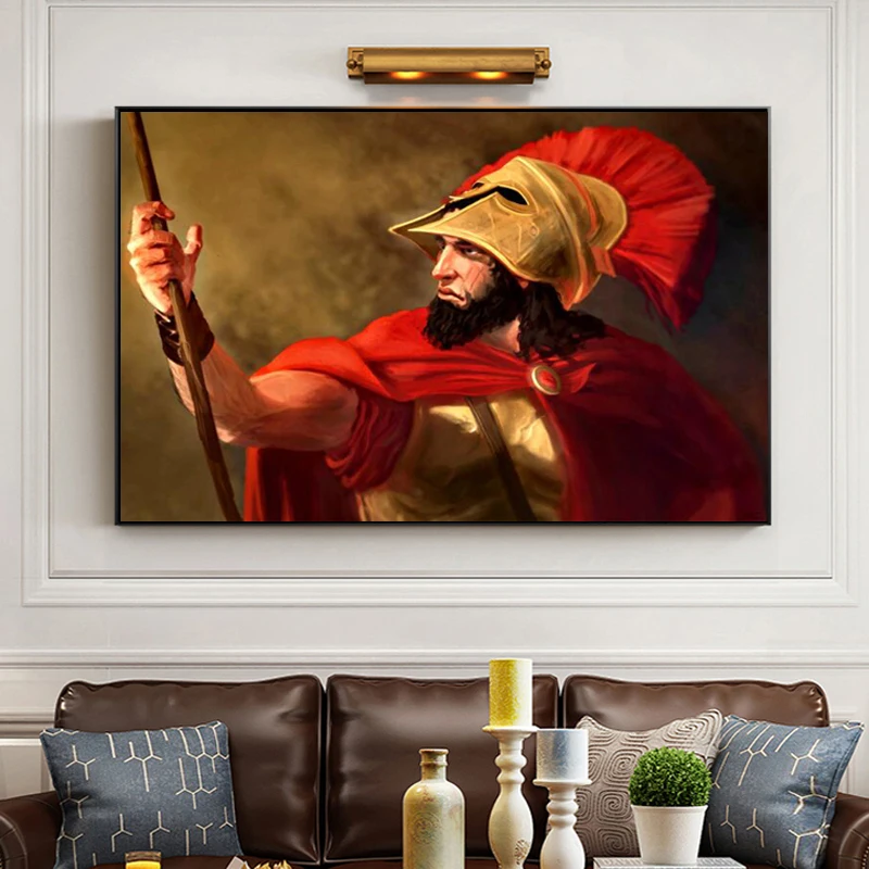 

Abstract Portrait Canvas Painting Ancient Greek Soldier Picture Wall Art Home Decor Painting Poster and Print for Living Room