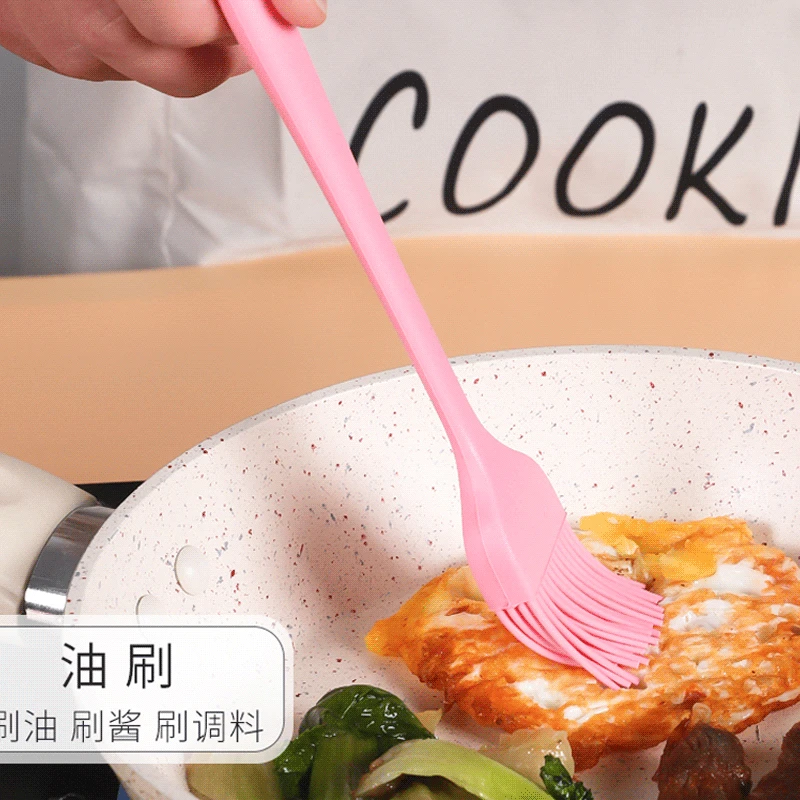 Small Number 21cm Silicone Oil Integrated Brush Silica Gel Brush BBQ Barbecue with Seasoning Mechanism Cake Bakery with Brush