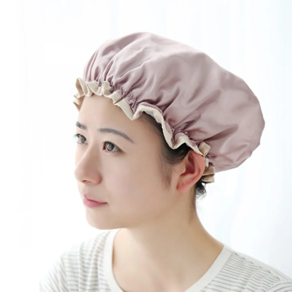 

Ladies Adult Long Hair Bath Cap Waterproof Shower Cap Hood Kitchen Hat Anti-smoke Cap Bathroom Accessories