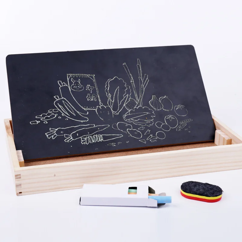 Wood Multi-functional Educational Toy Arithmetic Domino Double-Sided Magnetic Drawing Board Blackboard Wooden Educational Toys