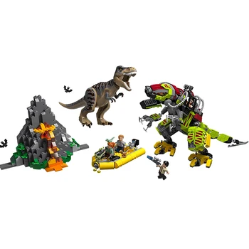 

New Lepining Jurassic World Dinosaur Tyrannosaurus Rex T. Rex Transport Triceratop With Building Block Bricks Toy For Children