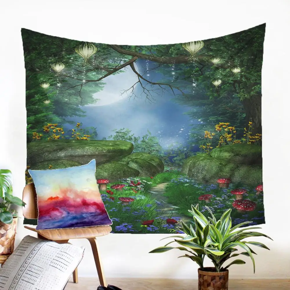 

Fabic Wall Carpet Mushroom Forest Motif Throw Rug Modern Home Decoration Dorm Decor Home Textiles With Stable Quality